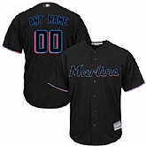 Youth Customized Miami Marlins Black Baseball Alternate Cool Base Jersey,baseball caps,new era cap wholesale,wholesale hats